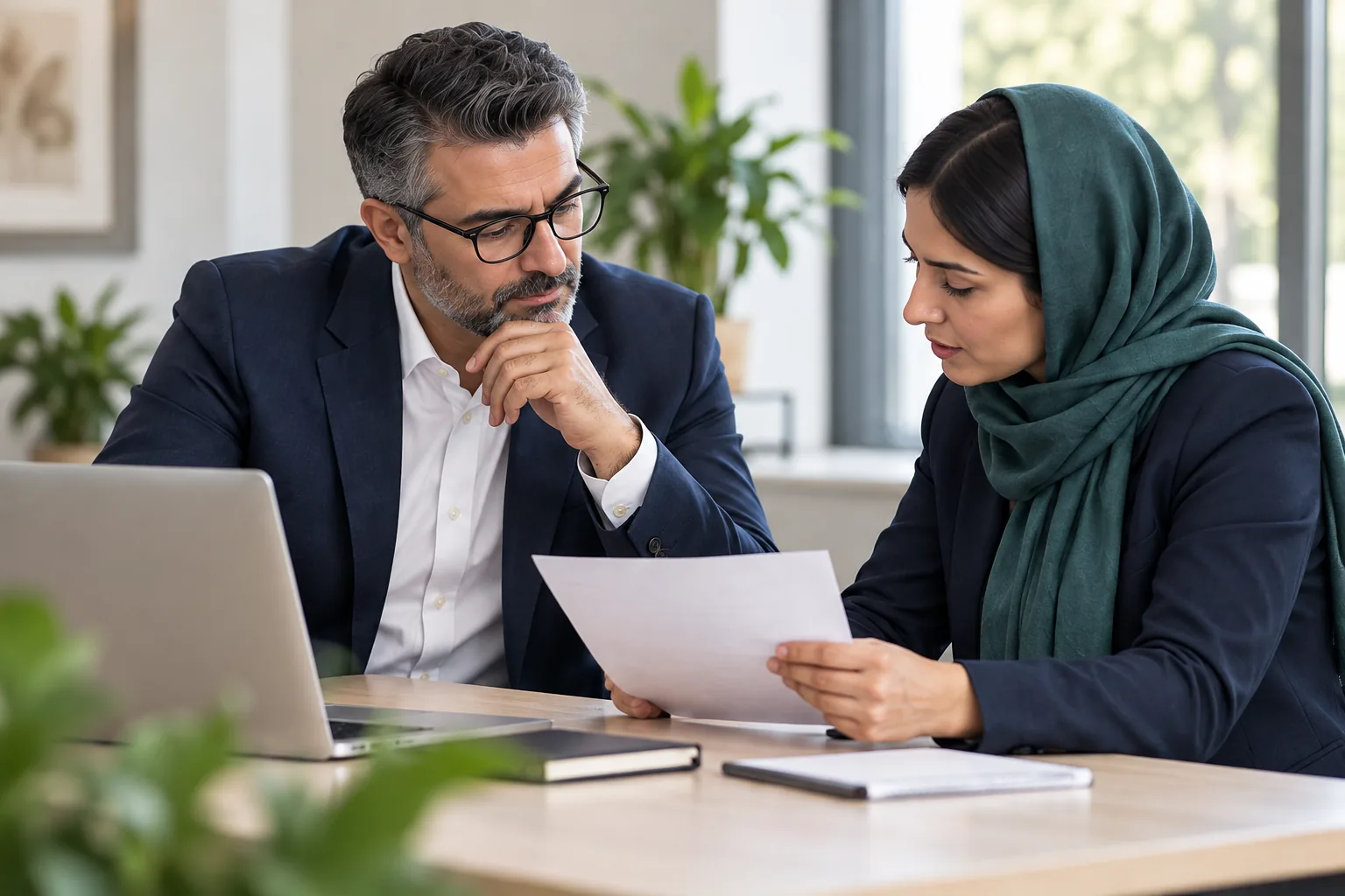 جلسه مفهومی بررسی یک گزارش مدیریتی با حضور دو همکار